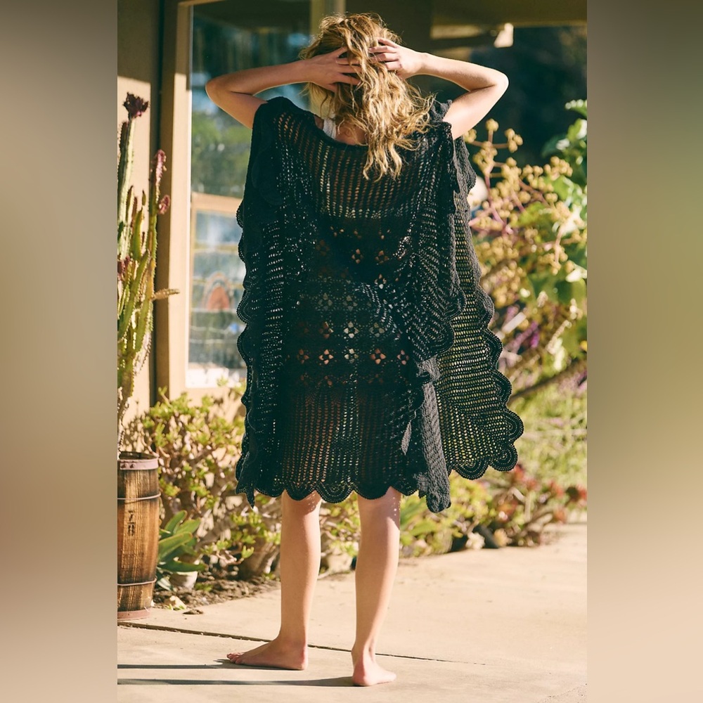 Free People Black Crochet Swim Coverup